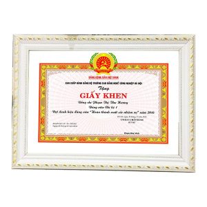 Khung bằng khen trắng sao 198 trắng