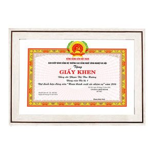 Khung bằng khen màu kem viền kép 112