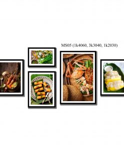 Bộ 5 tranh trang trí quán đồ ăn Thái KTR005001