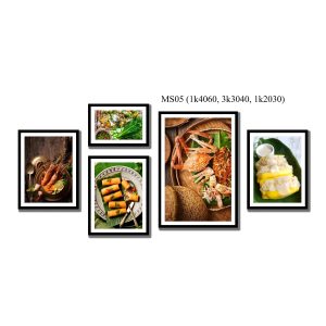 Bộ 5 tranh trang trí quán đồ ăn Thái KTR005001