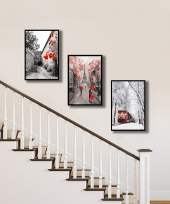 Bộ 3 tranh phong cảnh châu âu trang trí cầu thang PTR03013