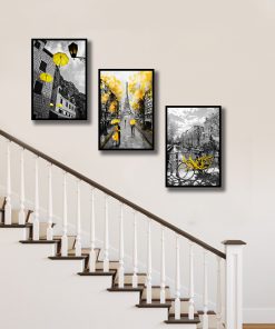 Bộ 3 tranh phong cảnh châu âu trang trí cầu thang PTR03015