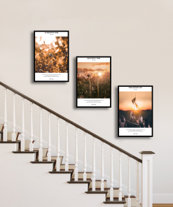 Bộ 3 tranh phong cảnh hoàng hôn trang trí cầu thang PTR03005