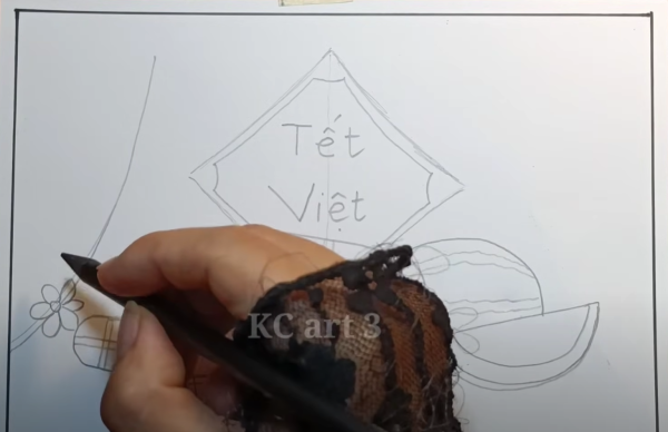 Hướng dẫn các cách vẽ tranh ngày tết cực kì độc đáo 5 cành hoa đào