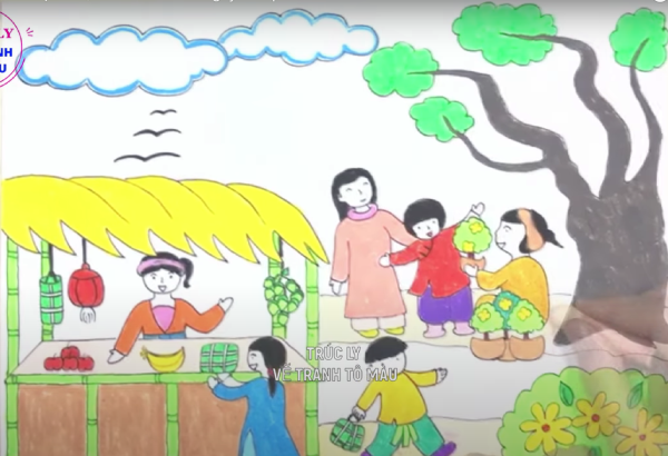 Thử học các cách vẽ tranh đi chợ ngày tết vô cùng đơn giản dành cho các bạn học sinh. 15 bức tranh được tô màu