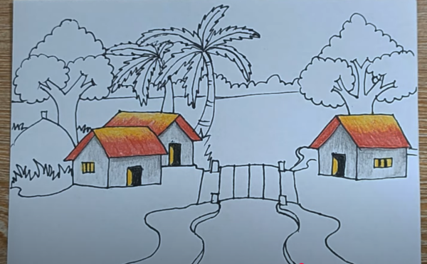 Mẹo vẽ tranh phong cảnh quê hương cực kì dễ dàng cho người mới bắt đầu. 19 hình ảnh tô màu thân nhà
