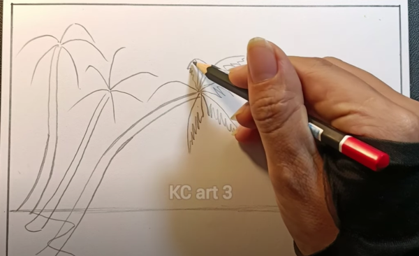 Hướng dẫn vẽ tranh phong cảnh thiên nhiên cực đẹp mà đơn giản dành cho các bạn học sinh. 7 hình ảnh lá dừa thứ nhất