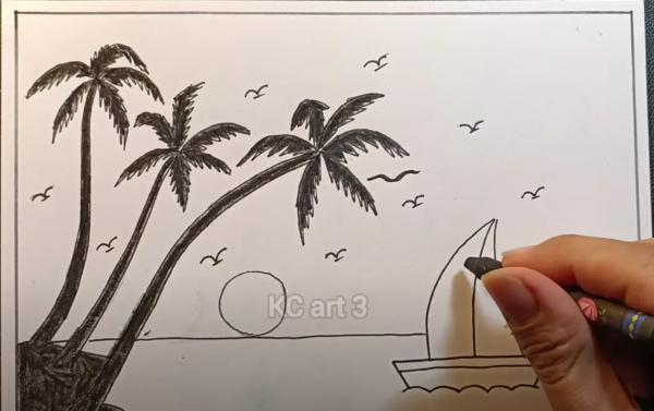 Hướng dẫn vẽ tranh phong cảnh thiên nhiên cực đẹp mà đơn giản dành cho các bạn học sinh. 14 hình ảnh tô màu cho cây dừa