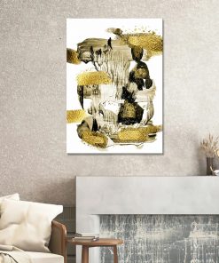 Tranh trừu tượng vàng đen PTR0114