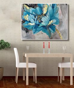 Tranh hoa xanh trang trí bàn ăn PTR0122
