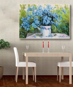 Tranh bàn ăn bình hoa xanh PTR0124