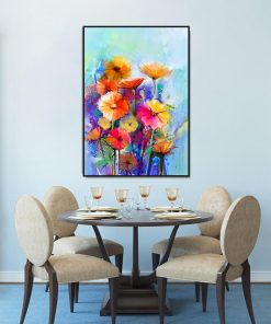 Tranh hoa sắc màu trang trí bàn ăn PTR0128
