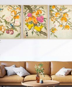 Bộ 3 tranh quả vui vẻ trang trí bàn ăn ấm cúng PTR0319