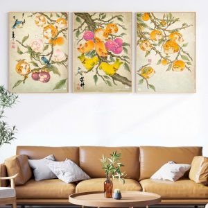 Bộ 3 tranh quả vui vẻ trang trí bàn ăn ấm cúng PTR0319
