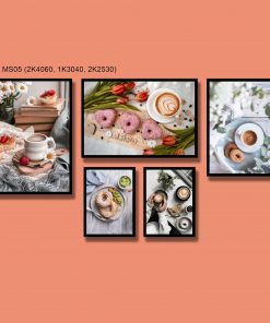 Bộ 5 tranh trang trí quán cafe lãng mạn PTR0504