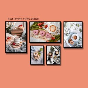 Bộ 5 tranh trang trí quán cafe lãng mạn PTR0504