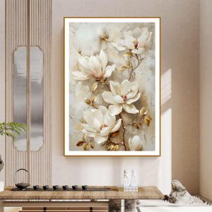 Tranh hoa ngọc lan trang trí phòng khách PTR0138