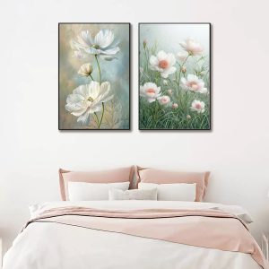 Bộ 2 tranh cánh đồng hoa cánh bướm trang trí phòng ngủ PTR0202
