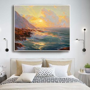 Tranh bình minh trên biển dịu êm PTR0141