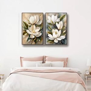 Bộ 2 tranh hoa ngọc lan trang trí phòng ngủ PTR0203