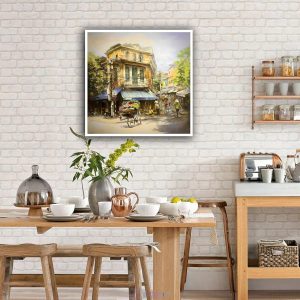 Tranh in vẽ Hà Nội hoài niệm trang trí bàn ăn PTR0151