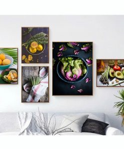 Bộ 5 tranh rau củ trang trang trí bàn ăn PTR0506