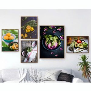 Bộ 5 tranh rau củ trang trang trí bàn ăn PTR0506