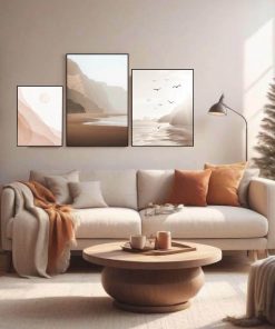 Bộ 3 tranh phong cảnh trang trí phòng khách Scandinavian PTR0324