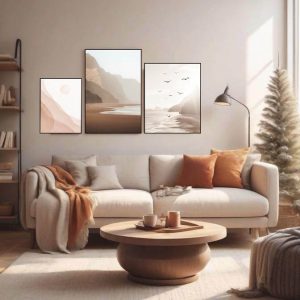 Bộ 3 tranh phong cảnh trang trí phòng khách Scandinavian PTR0324