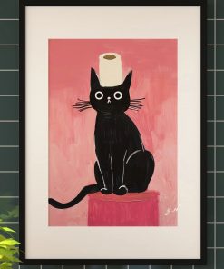 Tranh con mèo trang trí nhà vệ sinh PTR01188