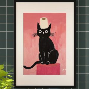 Tranh con mèo trang trí nhà vệ sinh PTR01188