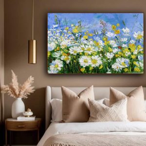 Tranh cánh đồng hoa sơn dầu in canvas PTR01180