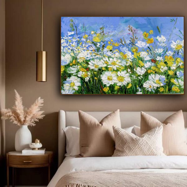 Tranh cánh đồng hoa sơn dầu in canvas PTR01180