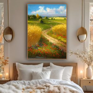 Tranh phong cảnh con đường làng quê PTR01184