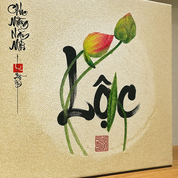 Chữ lộc thư pháp 6 chất liệu chữ lộc vải canvas cao cấp