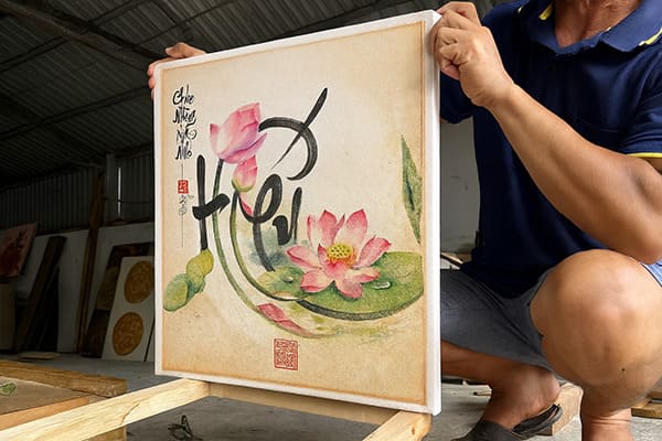 Chữ hiếu thư pháp 7 xưởng sản xuất tranh chữ hiếu chất lượng khungtranhre