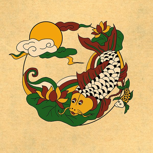 Tranh cá chép trông trăng 4 tranh cá chép trông trăng phong thủy đẹp