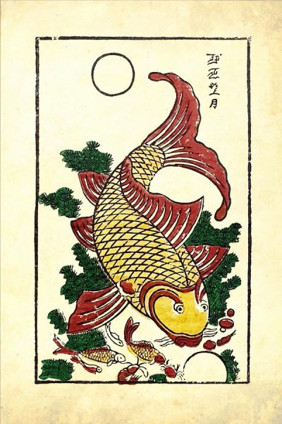 Tranh cá chép trông trăng 7 tranh cá chép trông trăng truyền thống