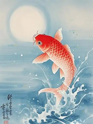 Tranh cá chép trông trăng 8 tranh cá chép trông trăng tại xưởng khungtranhre